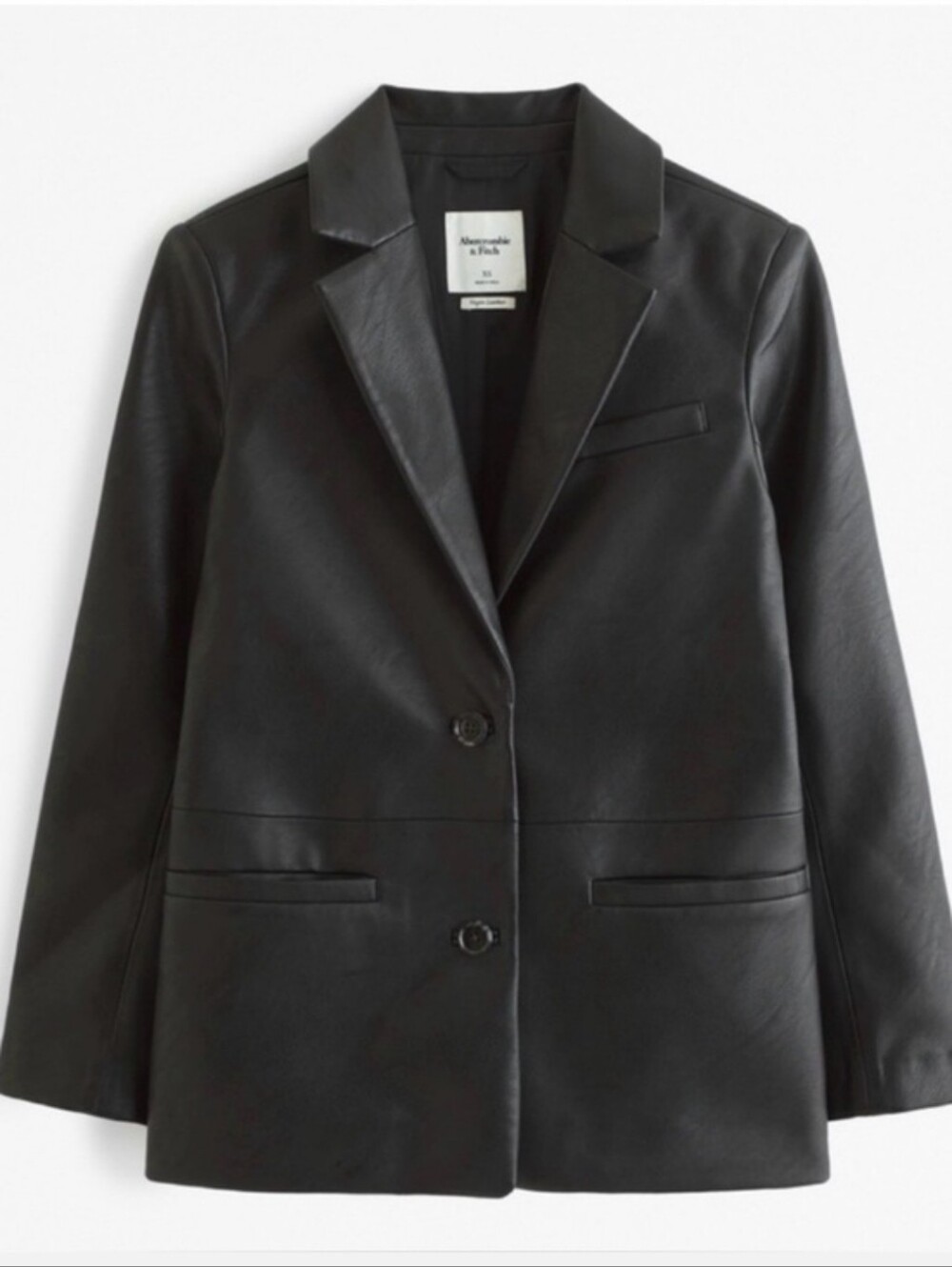 Abercrombie & Fitch Women's Black Faux-Leather Blazer